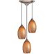 Mulinello 3 Light 10 inch Satin Nickel with Burnt Orange Mini Pendant Ceiling Light in Cocoa