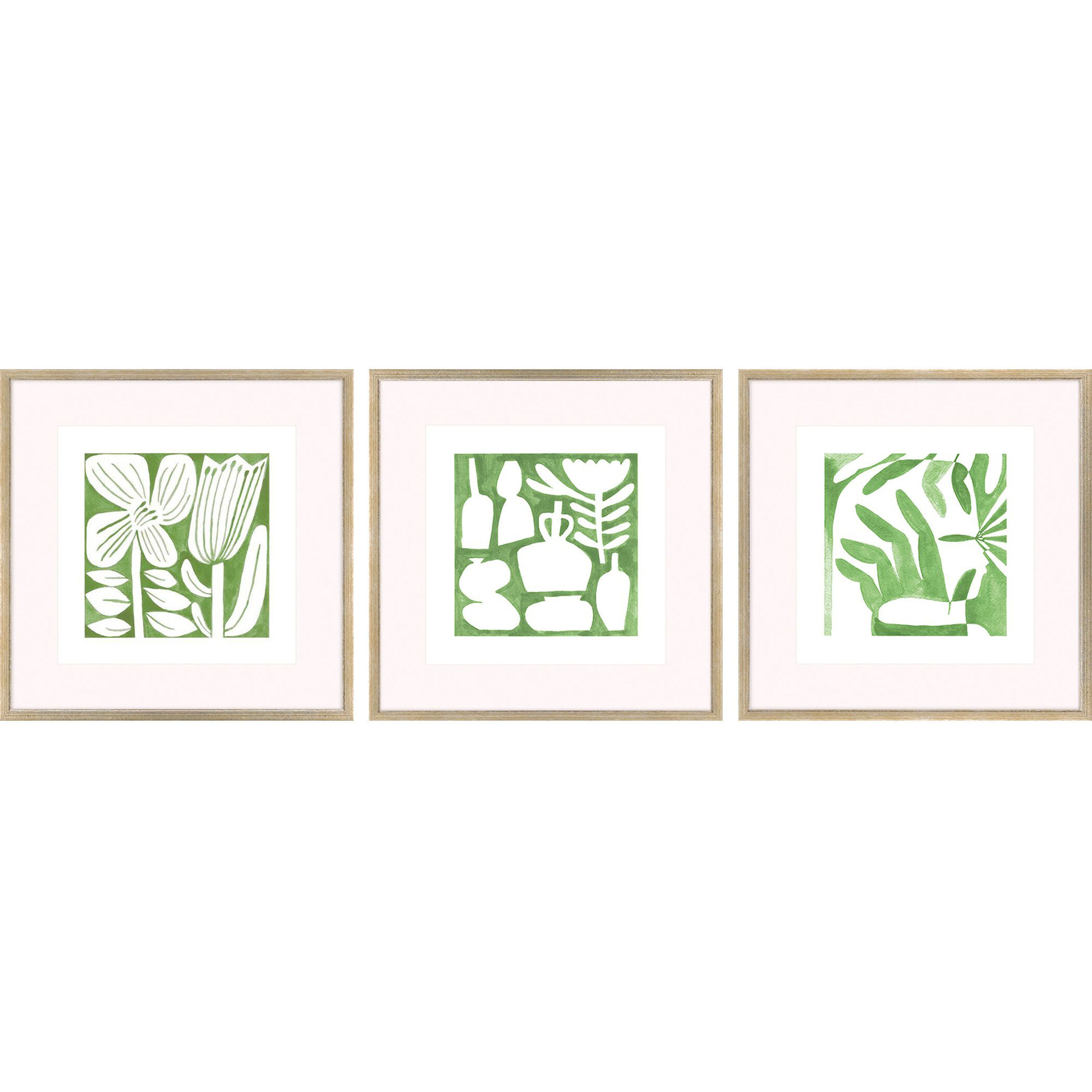 Minimal Moments Green and Multi and White Framed Art