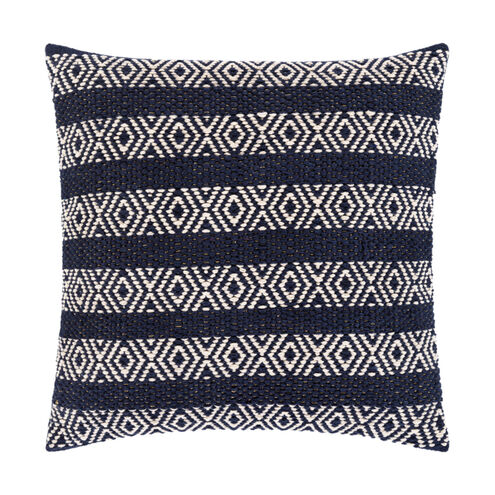 Naukati Bay 20 X 20 inch Navy/Metallic - Champagne/Ivory Pillow Cover
