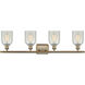 Ballston Caledonia 4 Light 36 inch Antique Brass Bath Vanity Light Wall Light in Incandescent, Mouchette Glass, Ballston