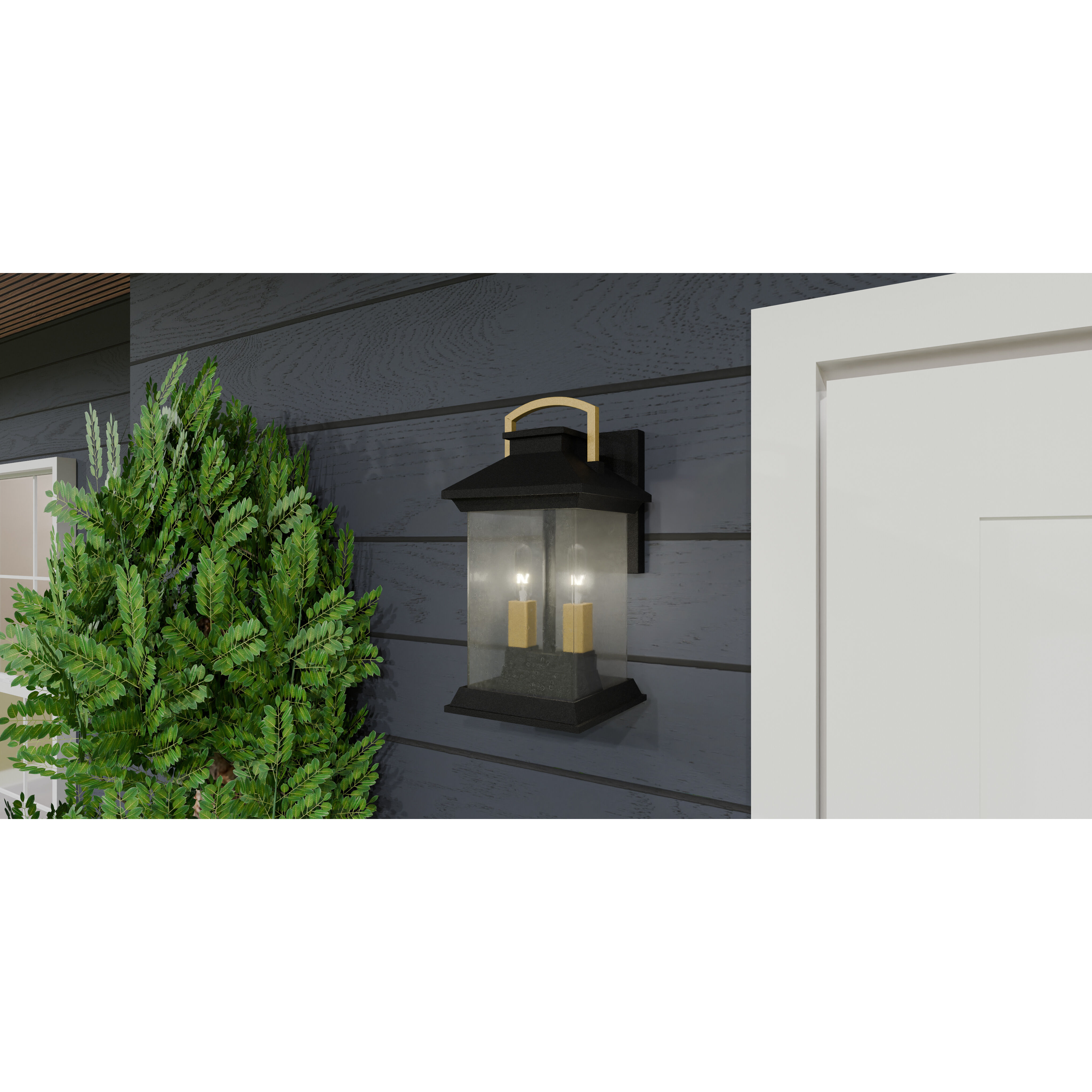 Henderson 2 Light 6.5 inch Earth Black Outdoor Lantern, Small