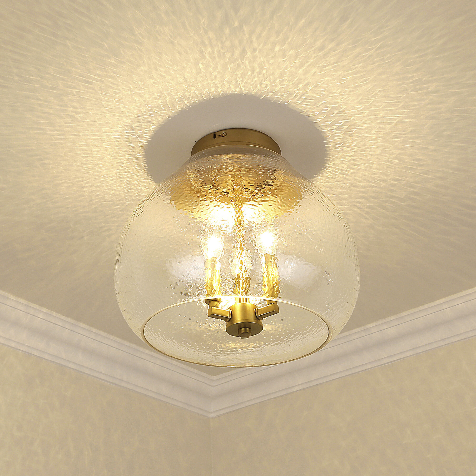 Ariella 3 Light 13.75 inch Brushed Champagne Brass Flush Mount Ceiling Light