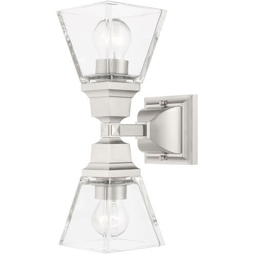 Mission 2 Light 5 inch Brushed Nickel Sconce Wall Light