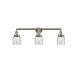 Franklin Restoration Small Bell 3 Light 30 inch Brushed Satin Nickel Bath Vanity Light Wall Light in Clear Glass, Franklin Restoration