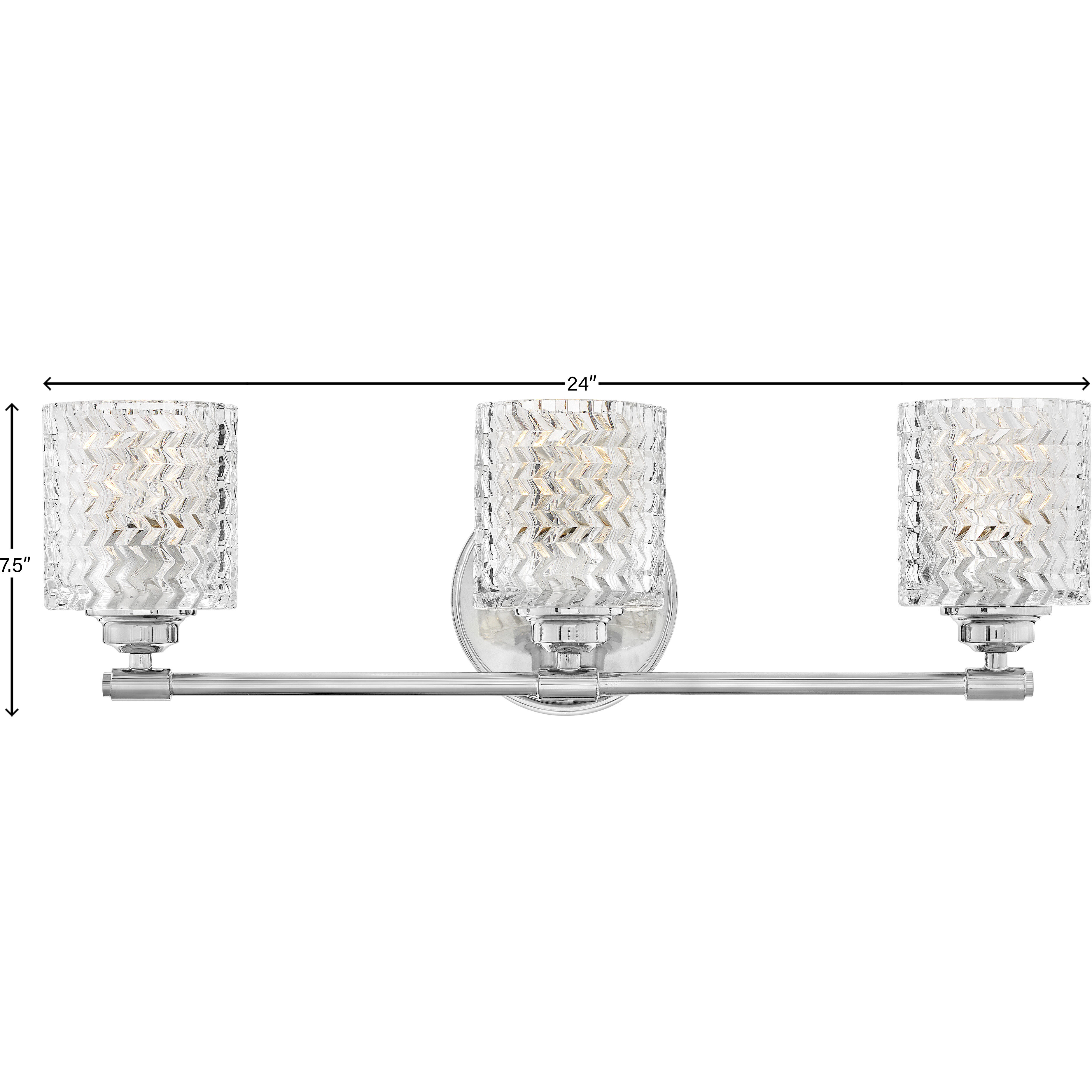 Elle 3 Light 24 inch Chrome Vanity Light Wall Light