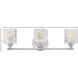 Elle 3 Light 24 inch Chrome Vanity Light Wall Light