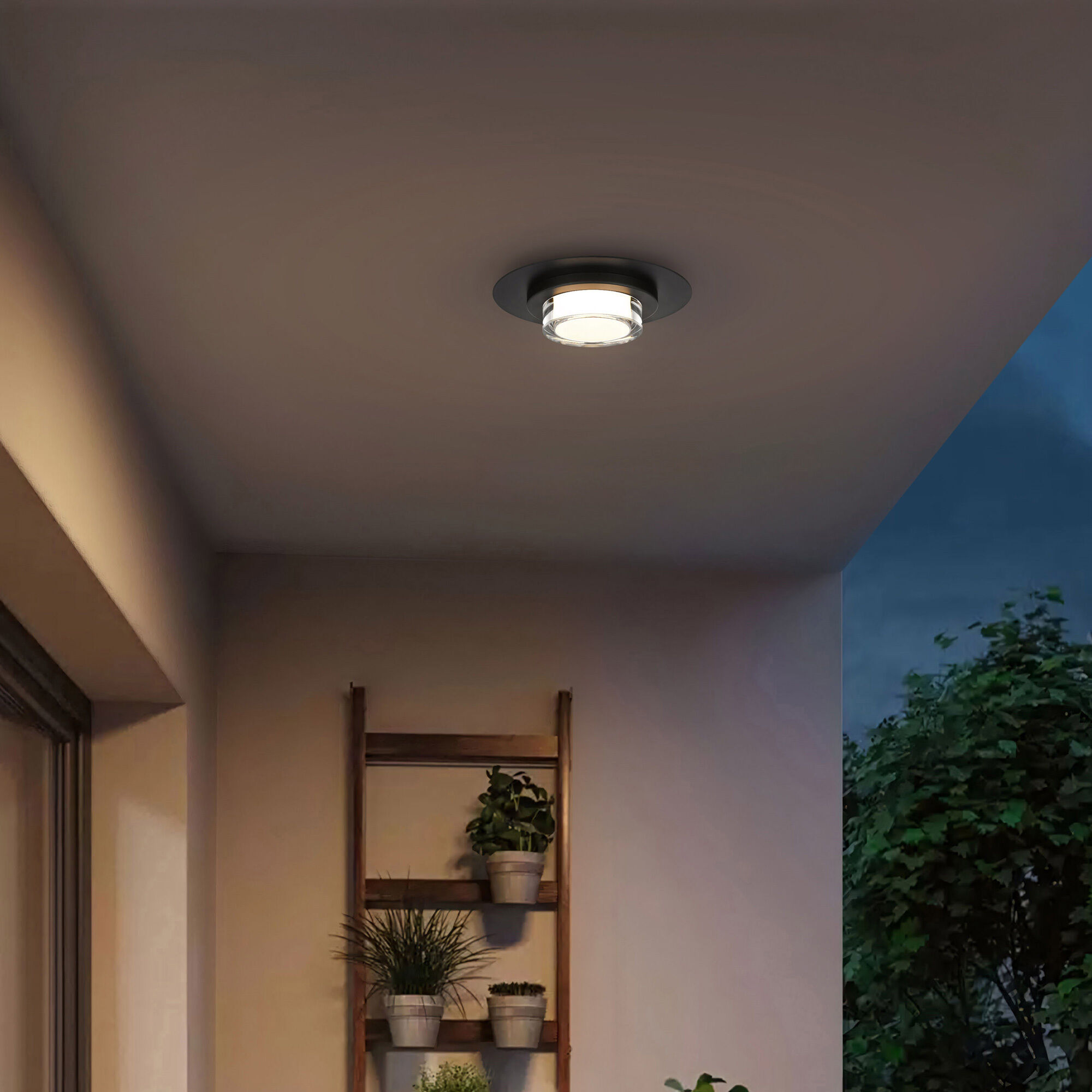 Plate LED 12 inch Sand Black Outdoor Flush Mount
