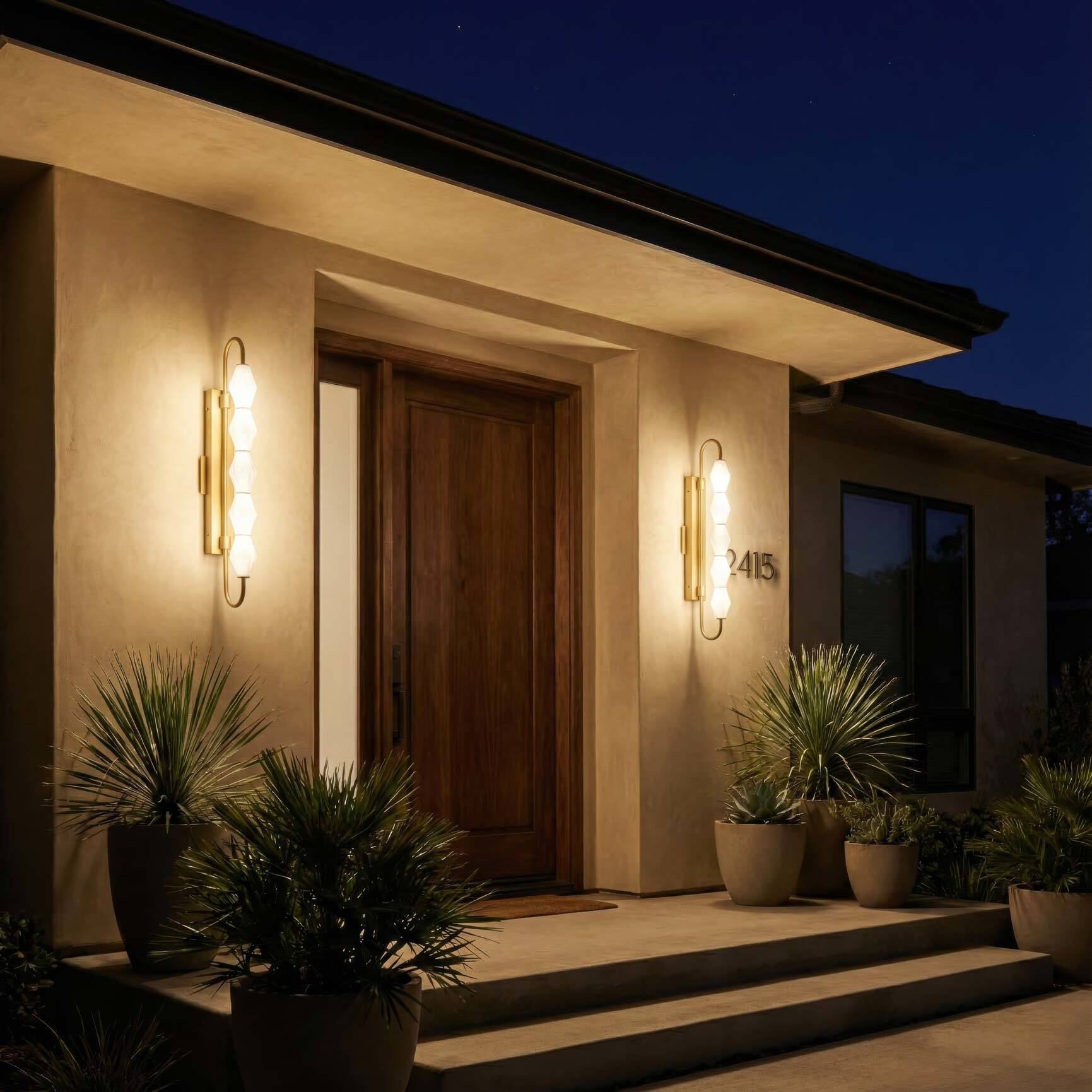 Geode 5 Light 31.75 inch Satin Brushed Gold Outdoor Wall Light