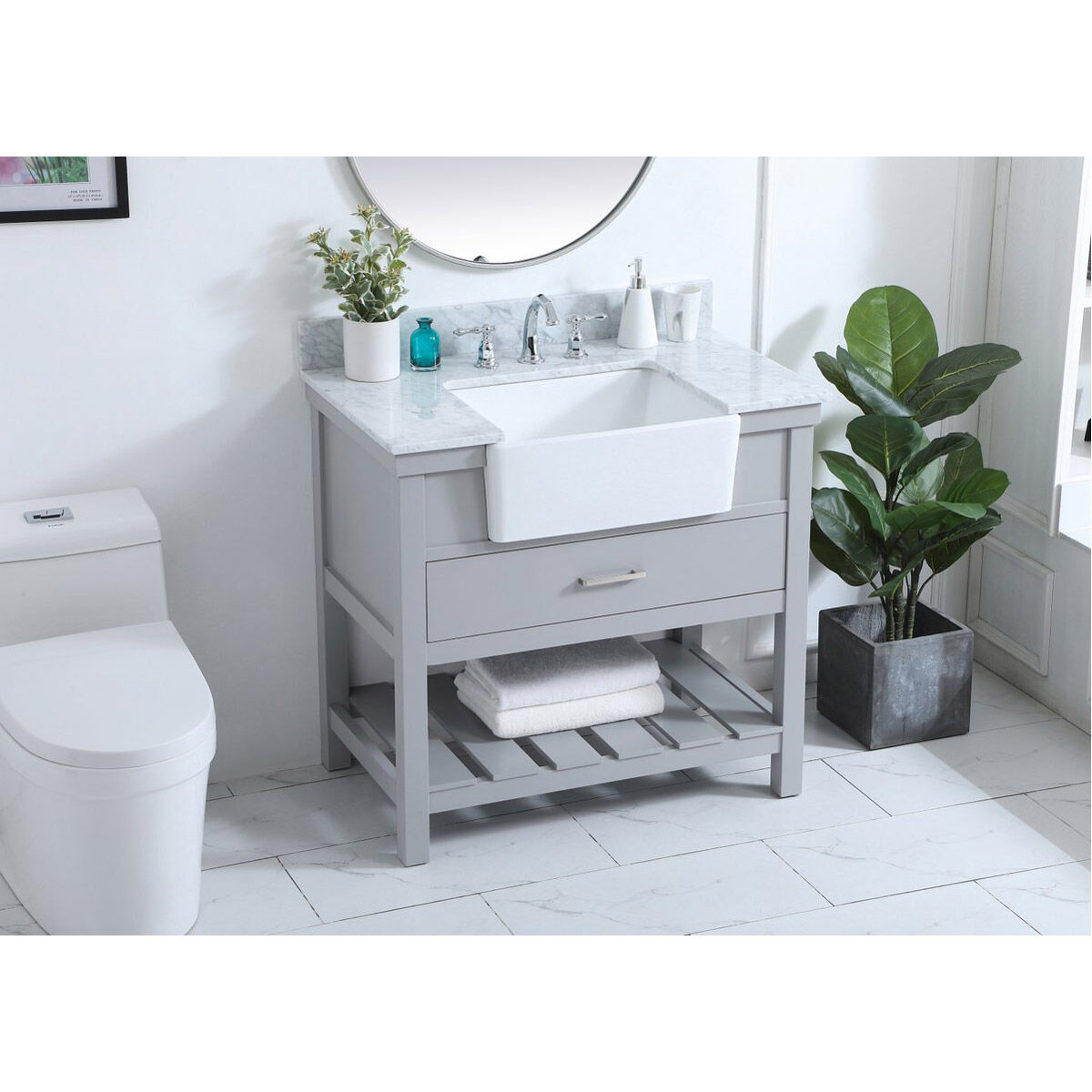 Clement 36 X 22 X 34 inch Grey Bathroom Vanity Cabinet