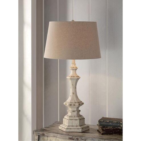 Wooden Column 34 inch 150 watt White Wash Table Lamp Portable Light
