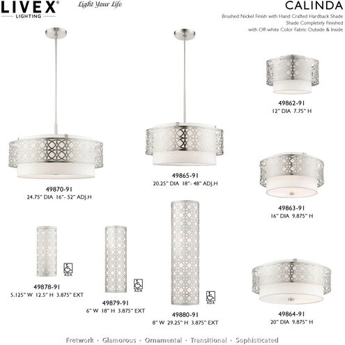 Calinda 5 Light 25 inch Brushed Nickel Pendant Chandelier Ceiling Light