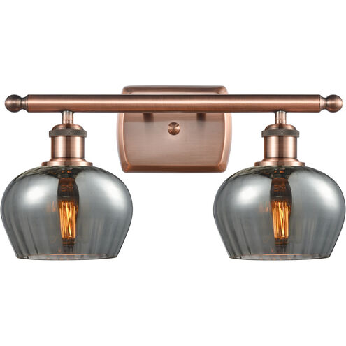 Ballston Fenton LED 16 inch Antique Copper Bath Vanity Light Wall Light in Plated Smoke Glass, Ballston