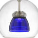 Double Glass LED 6 inch Clear Blue Mini Pendant Ceiling Light in Blue Glass
