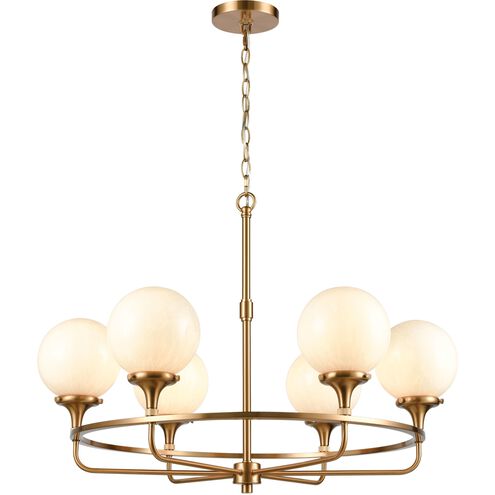 Beverly Hills 6 Light 30 inch Satin Brass Chandelier Ceiling Light