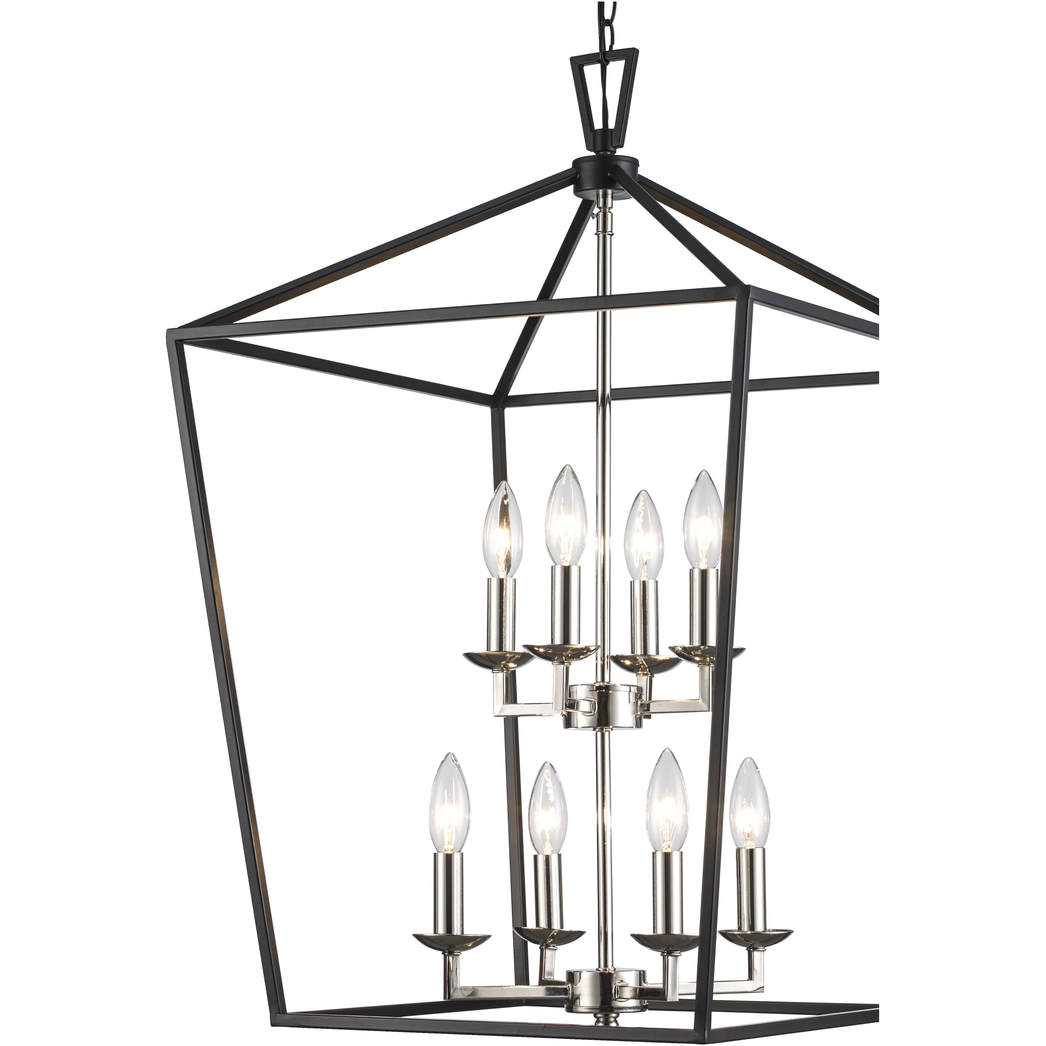 Lacey 8 Light 19 inch Polished Chrome and Black Pendant Ceiling Light