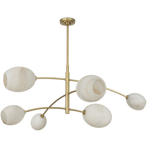 Artemis 6 Light 58.5 inch Natural Brass Chandelier Ceiling Light in Alabaster Glass