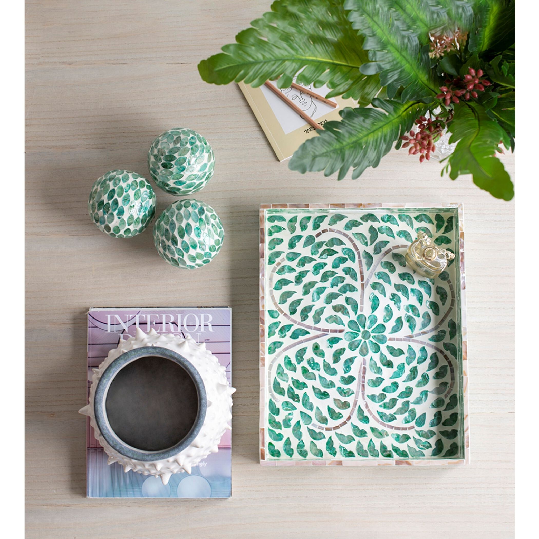 Anita Green Tray, Rectangular