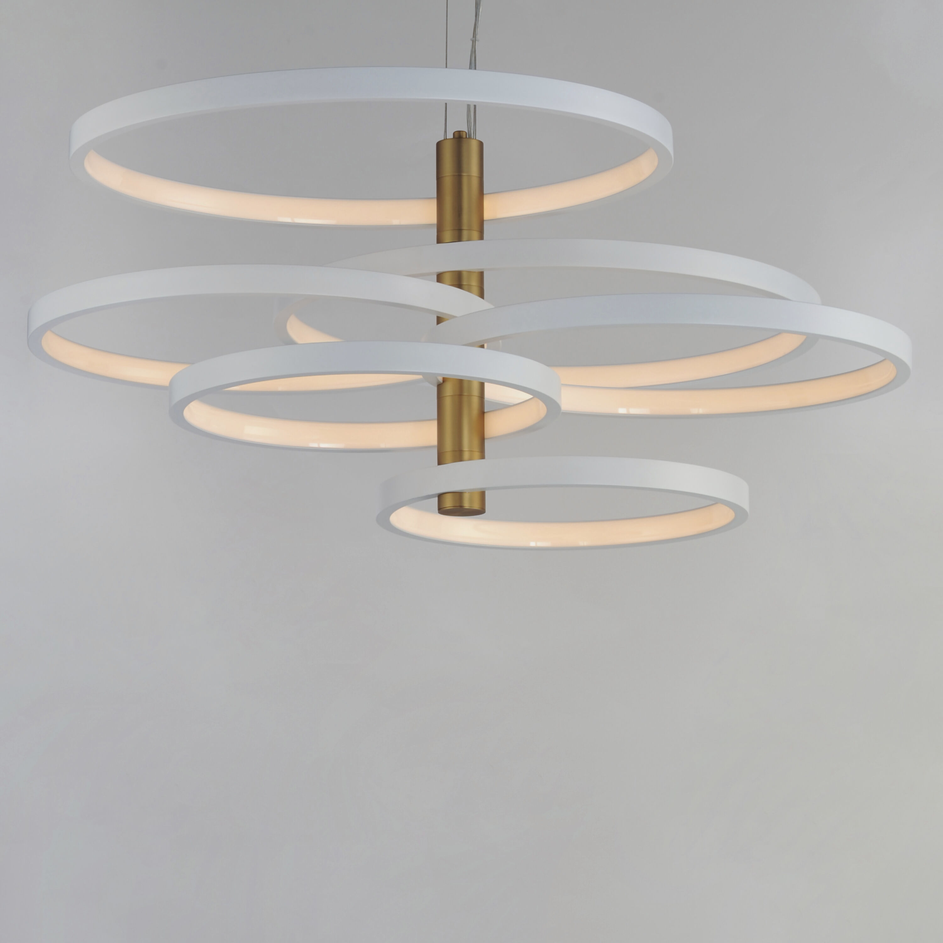 Hoopla LED 37.5 inch White and Gold Single Pendant Ceiling Light in White/Gold