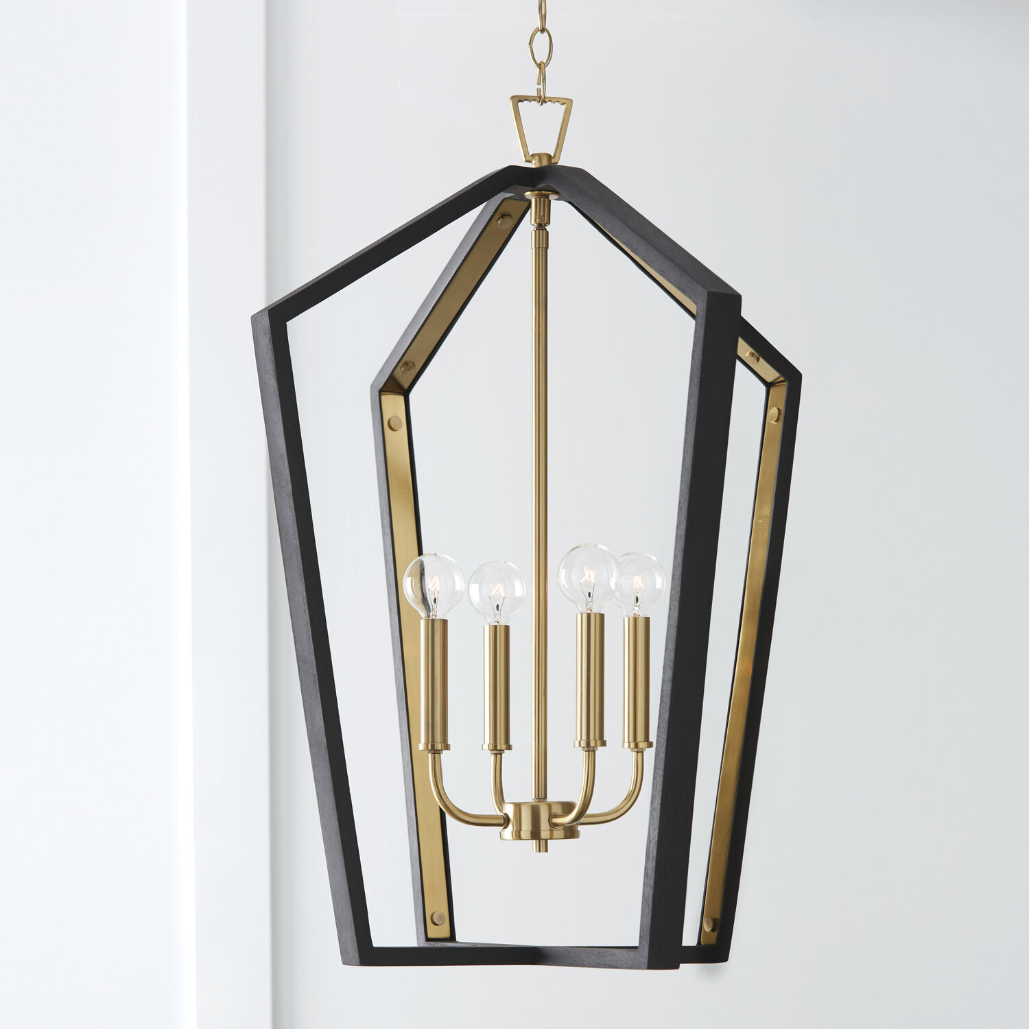 Maren 4 Light 20 inch Flat Black and Matte Brass Pendant Ceiling Light