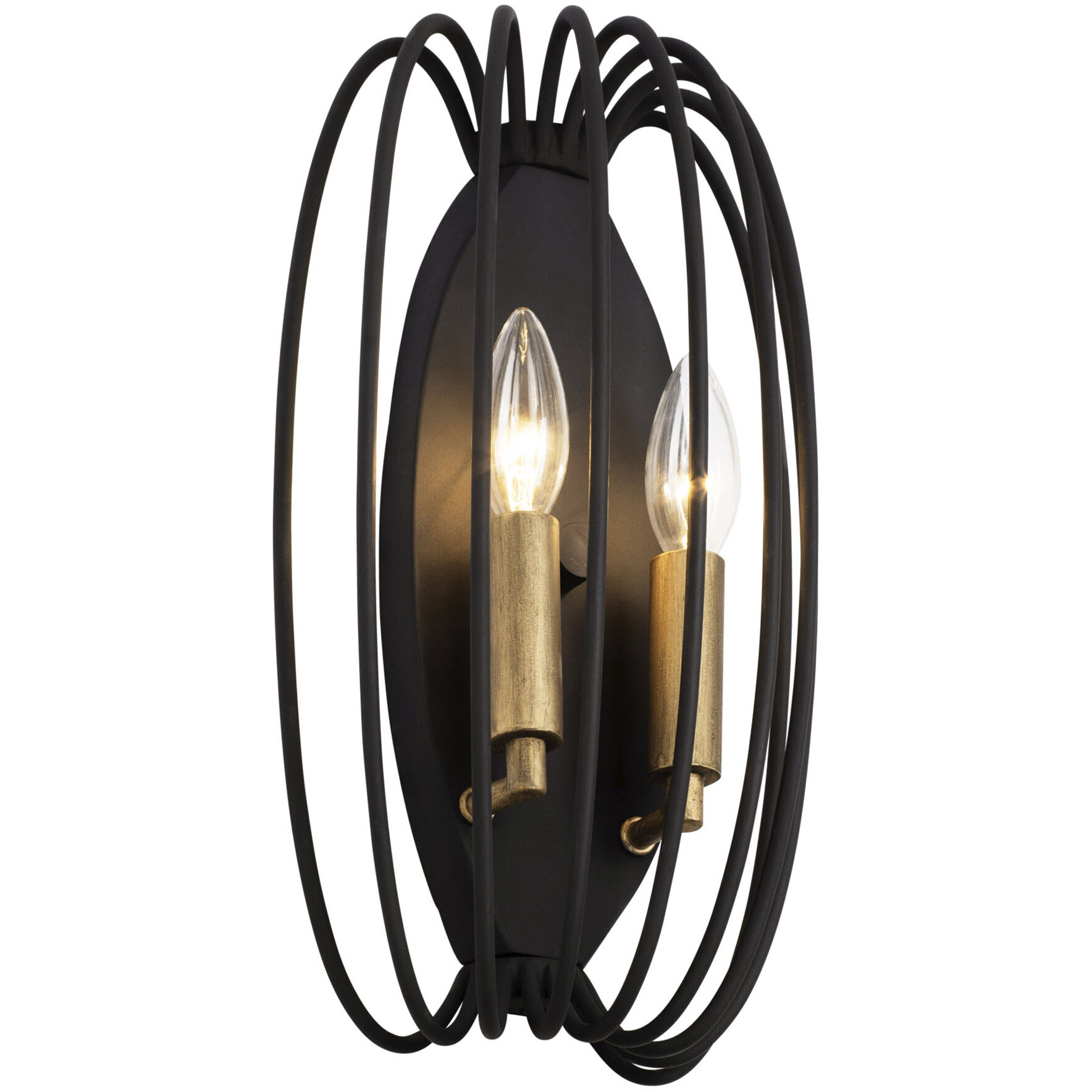 Nico 2 Light 8 inch Carbon and Havana Gold Sconce Wall Light