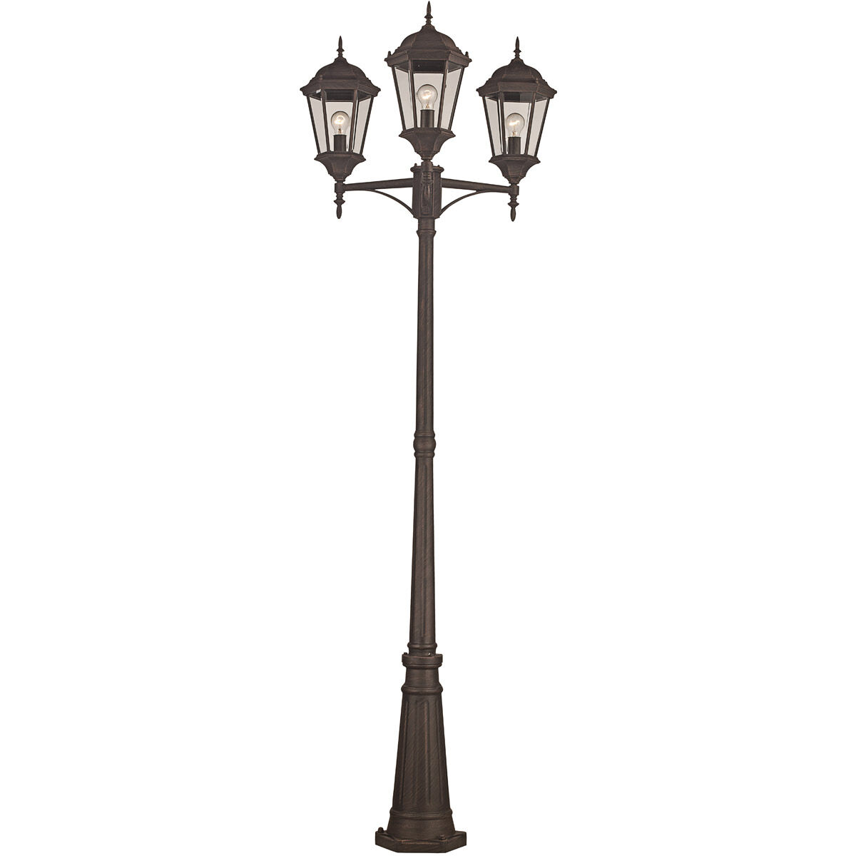Main Street 3 Light 98 inch Rust Outdoor Pole Lantern