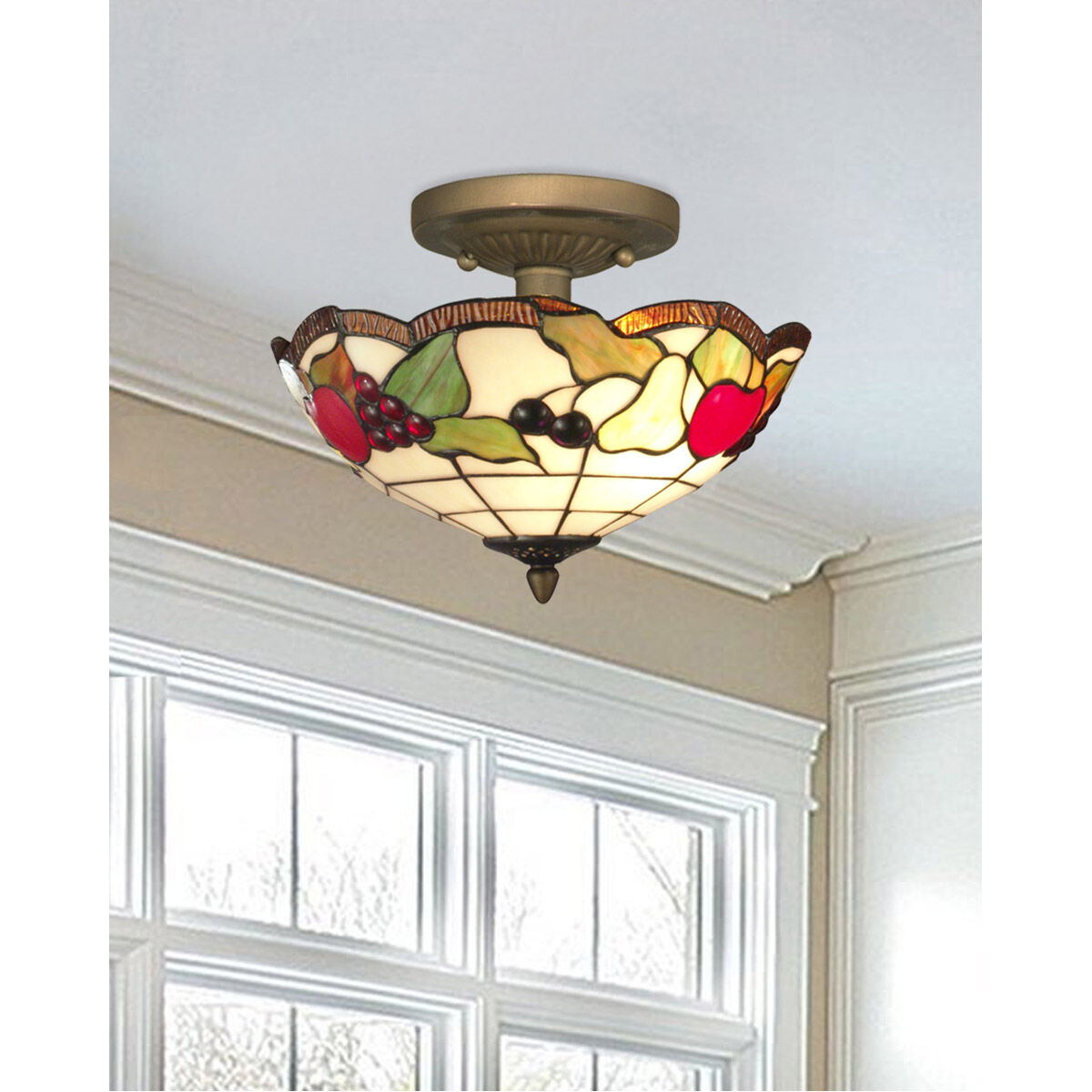 Springdale 2 Light 14 inch Antique Brass Flush Mount Ceiling Light