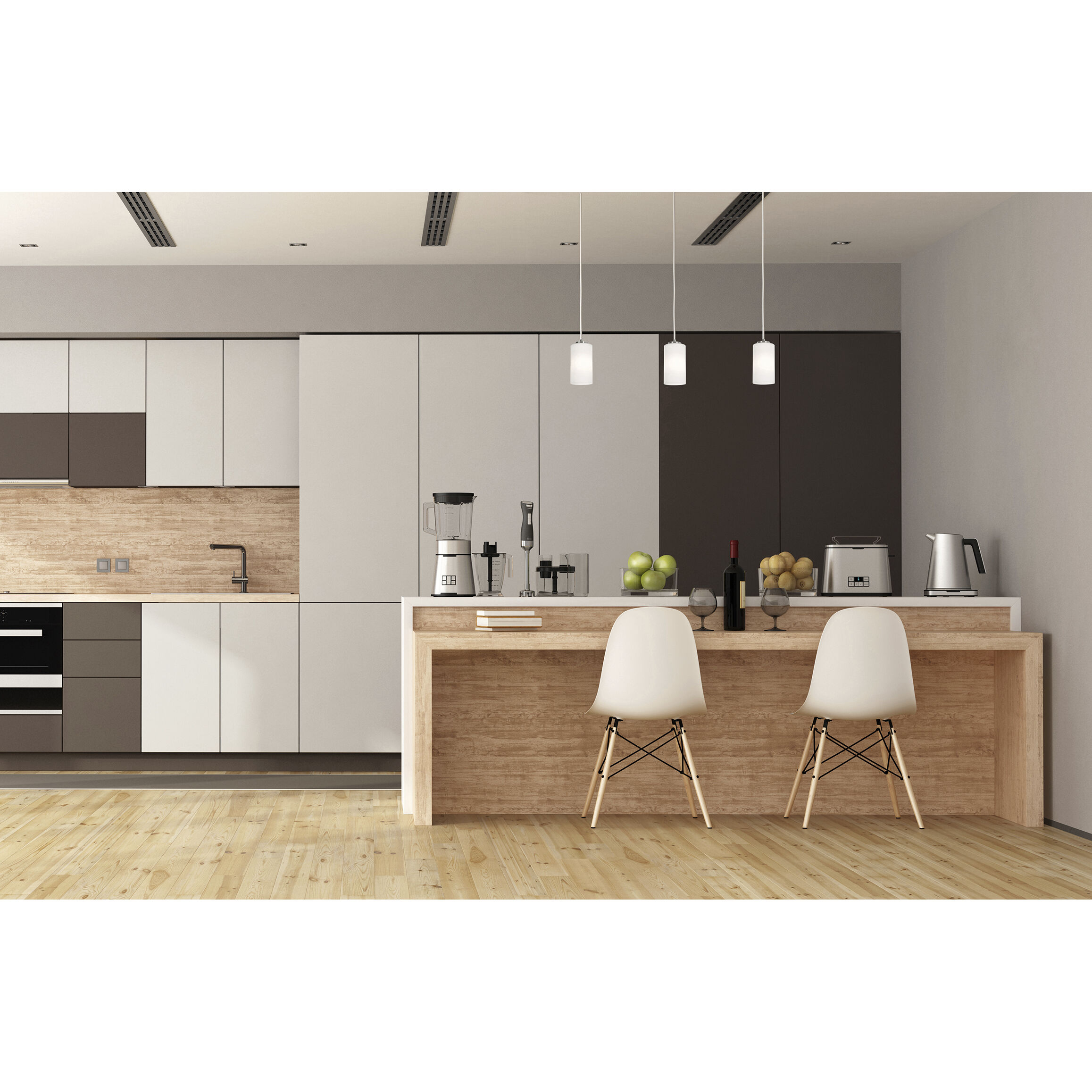 Leo Linear Pendant Ceiling Light in Satin Nickel