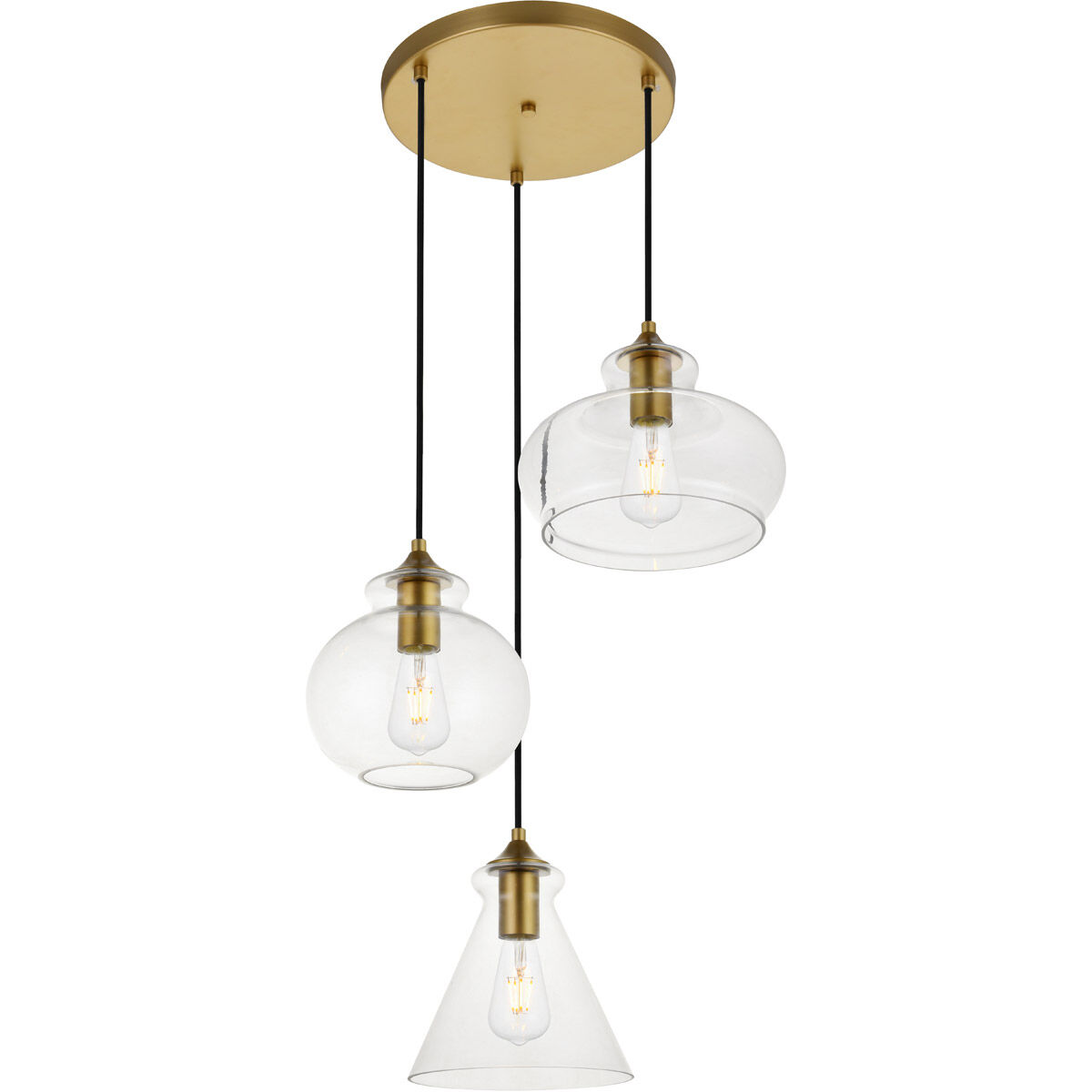 Destry 3 Light 19 inch Brass Pendant Ceiling Light