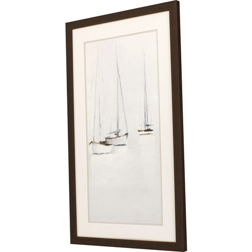 Fog in Harbor White and Beige and Brown and Neutral Framed Art