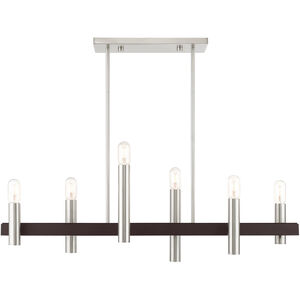Helsinki 6 Light 8 inch Brushed Nickel with Bronze Accents Chandelier Ceiling Light