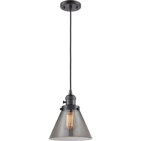 Franklin Restoration Cone 1 Light 8 inch Oil Rubbed Bronze Mini Pendant Ceiling Light in Incandescent, Plated Smoke