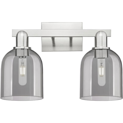 Arcadia Bella 2 Light 16.5 inch Brushed Satin Nickel Bath Vanity Light Wall Light in Light Smoke Glass