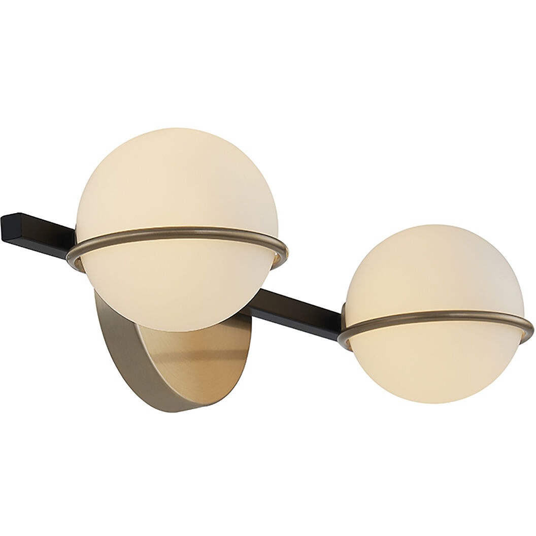 Fusion LED 14.25 inch Matte Black Bath Bar Wall Light in Matte Black and Brass