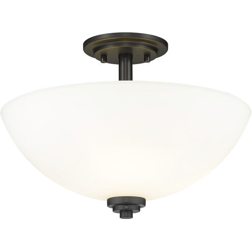 Ashton 3 Light 15.75 inch Matte Black Semi Flush Mount Ceiling Light in 6
