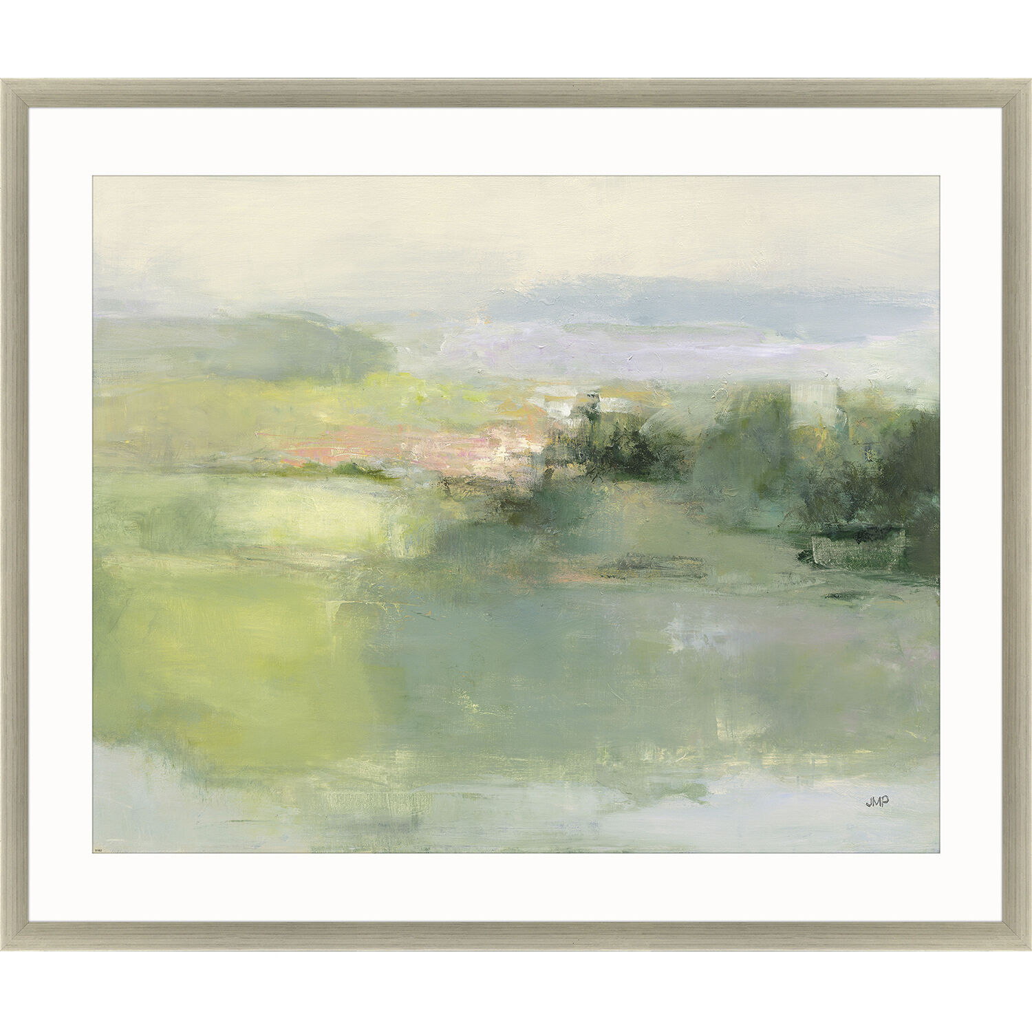 Landscapes Green and Beige and Multi and Pink Framed Art