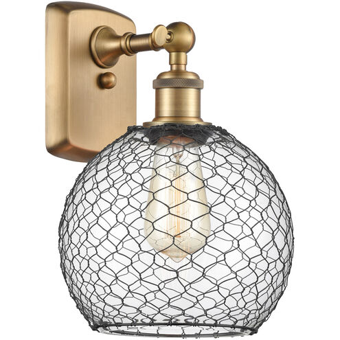 Ballston Farmhouse Chicken Wire 1 Light 8 inch Brushed Brass Sconce Wall Light, Ballston