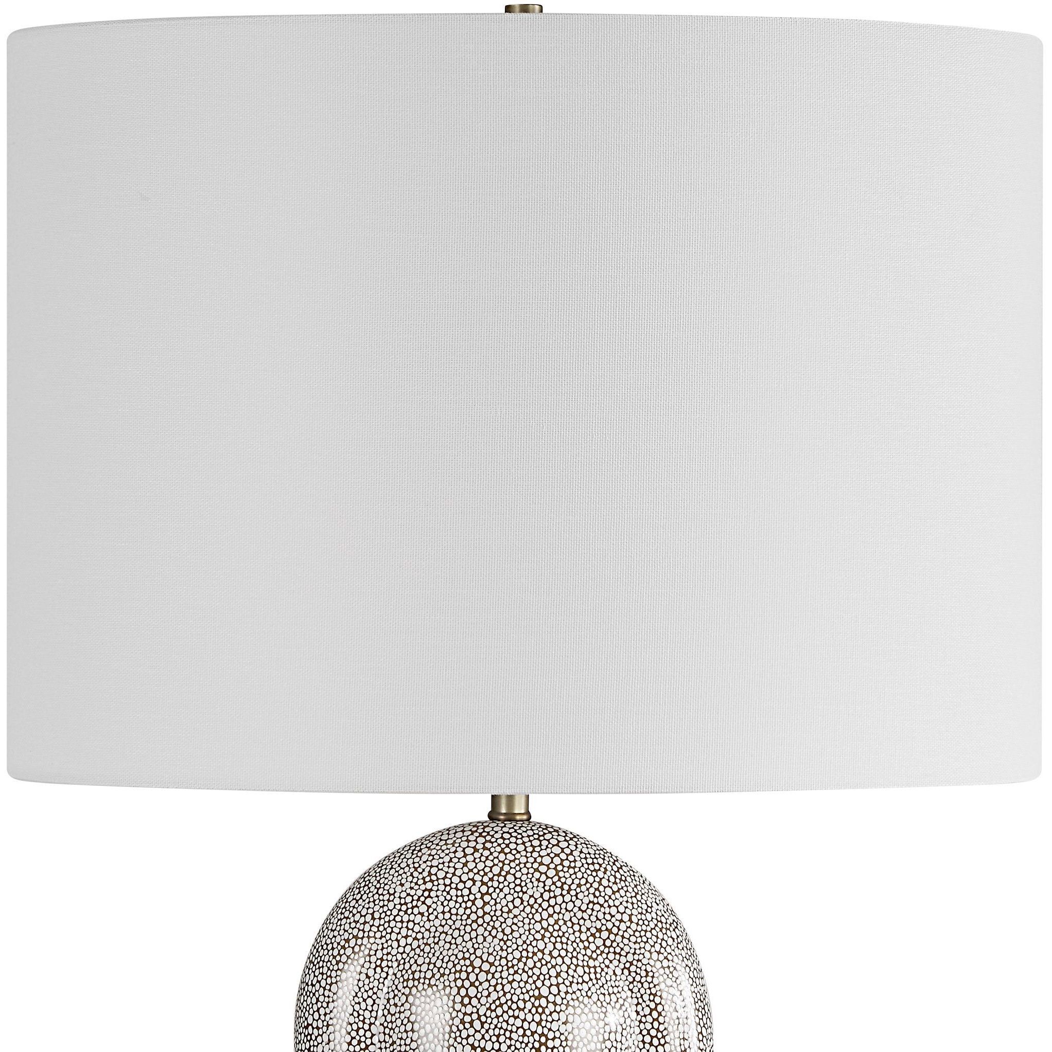 Dapple 29.5 inch 150.00 watt White Dapple on Dark Chocolate and Brushed Antique Brass Table Lamp Portable Light