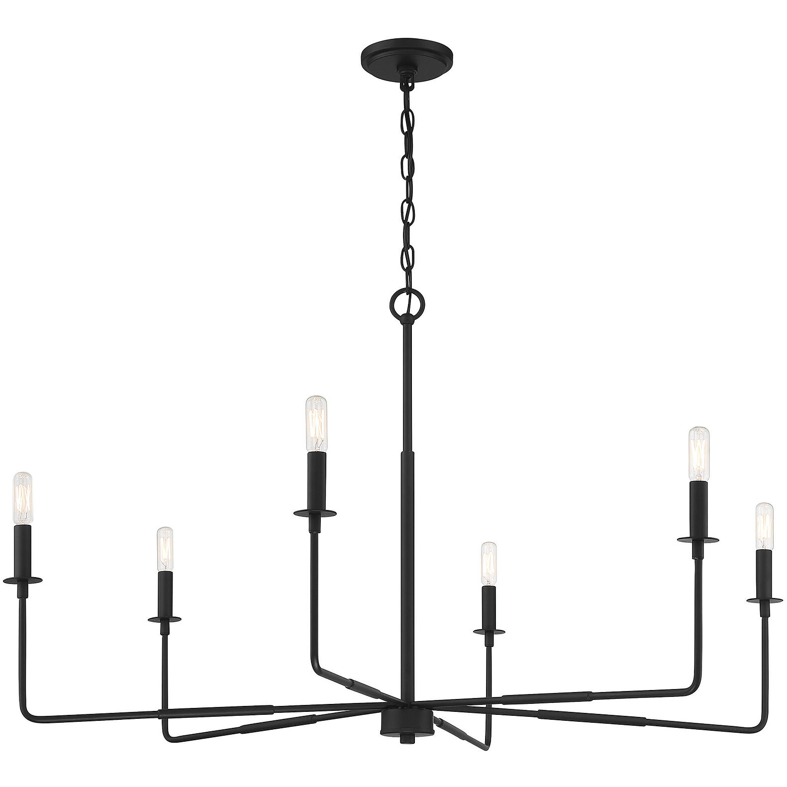 Salerno 6 Light 42 inch Matte Black Chandelier Ceiling Light, Essentials