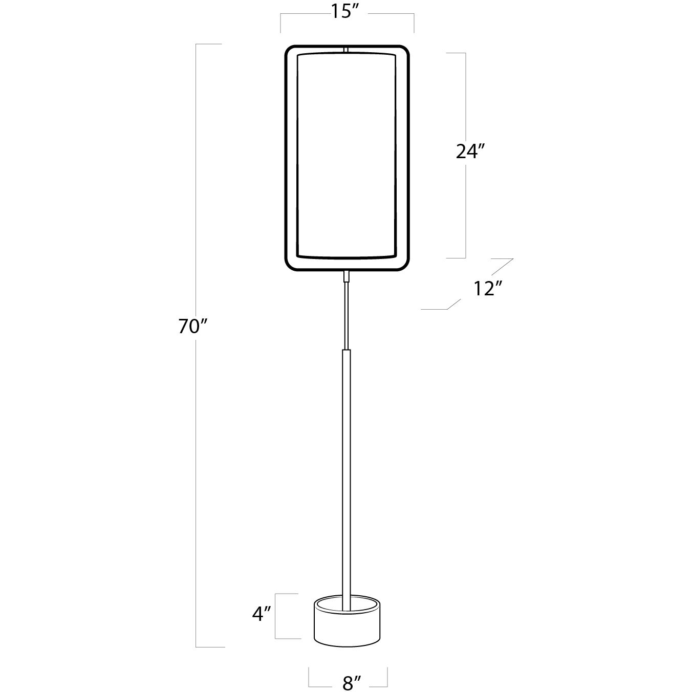 Geo 70 inch 100.00 watt Natural Brass Floor Lamp Portable Light, Rectangle