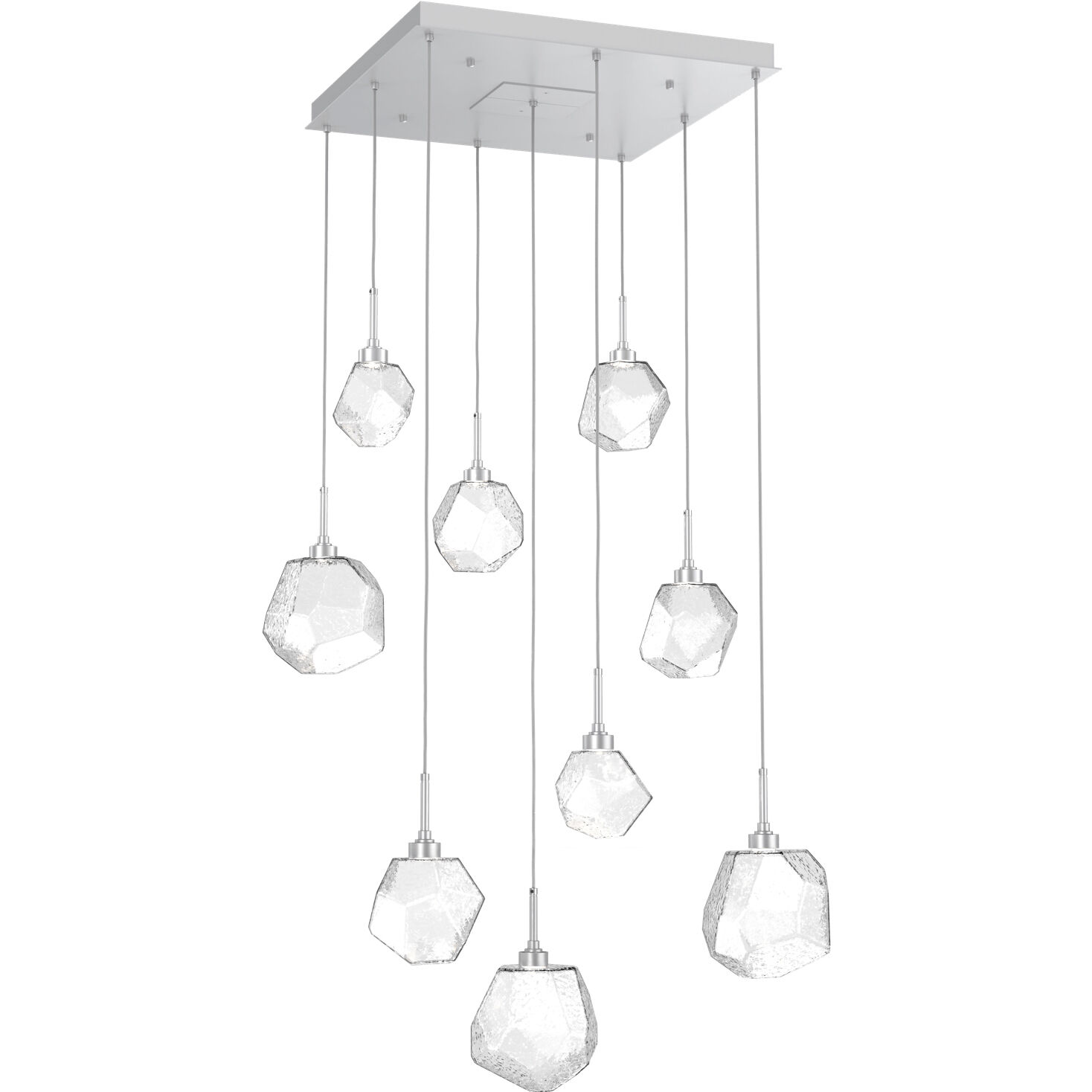 Gem LED 30.1 inch Classic Silver Chandelier Ceiling Light in 3000K LED, Clear, Square Multi-Port
