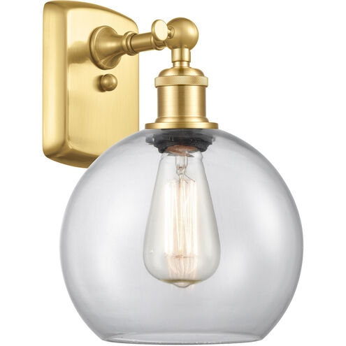 Ballston Athens LED 8 inch Satin Gold Sconce Wall Light in Clear Glass, Ballston