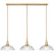 Lunelle 3 Light 52 inch Modern Gold Linear Chandelier Ceiling Light
