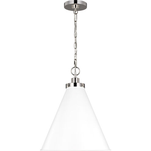 C&M by Chapman & Myers Wellfleet 1 Light 15.63 inch Matte White and Polished Nickel Pendant Ceiling Light in Matte White / Polished Nickel