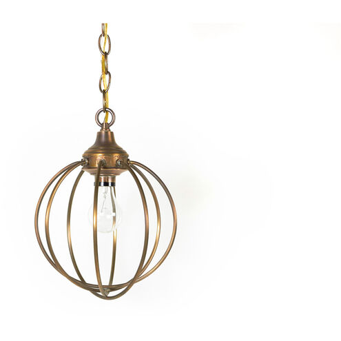 Orb 1 Light 9.75 inch Dark Brass Chandelier Ceiling Light, Small