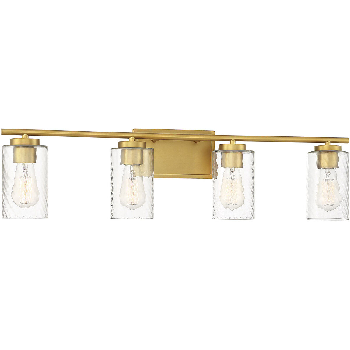 Transitional 4 Light 32 inch Natural Brass Bathroom Vanity Light Wall Light