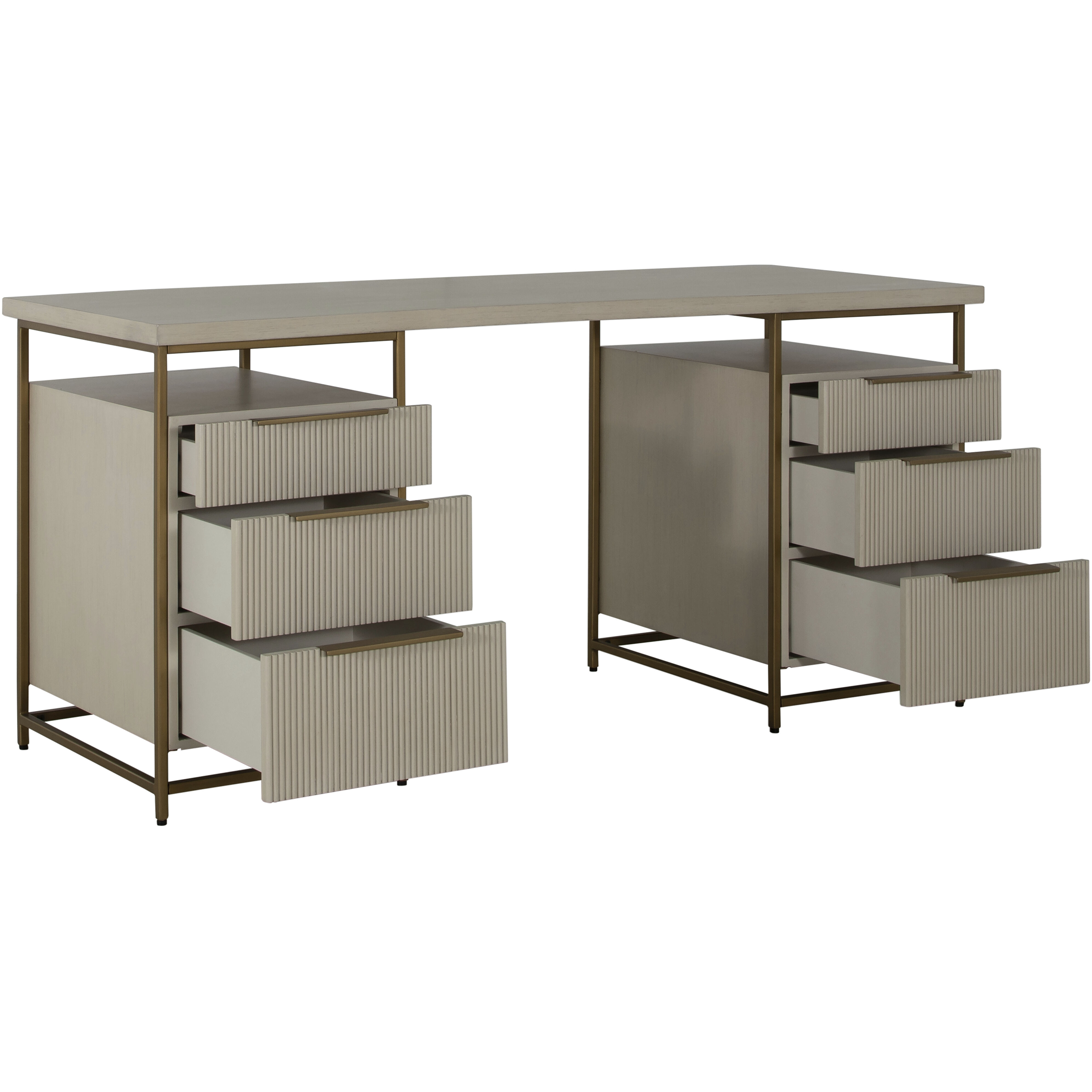 Rowen 66 X 25 inch Sesame White and Brushed Brass Desk