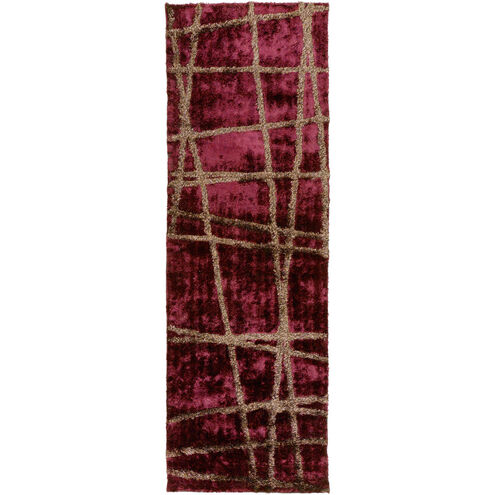 Graph 132 X 96 inch Burgundy, Camel Rug