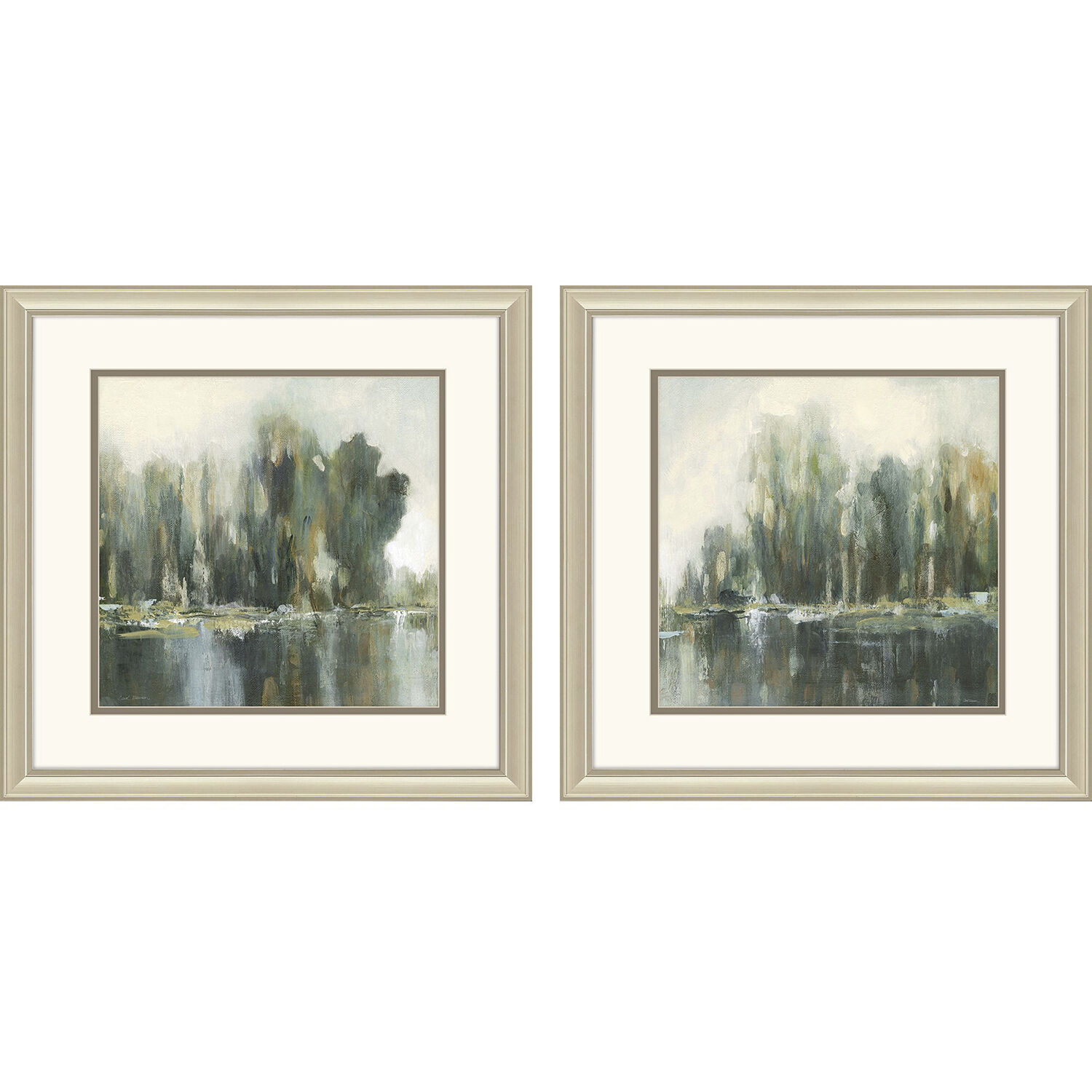 Waterside Green and Brown and Beige Framed Art, Propac