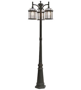 Wentworth 3 Light 79 inch Black Gold Outdoor Pole Light