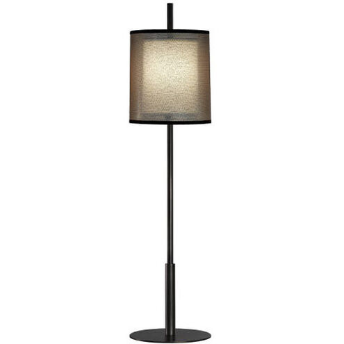 Saturnia 33 inch 60 watt Deep Patina Bronze Table Lamp Portable Light in Bronze Transparent With Ascot White